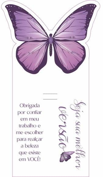 Arquivo Digital Cartão Borboleta Lilás para Escovinha Cílios