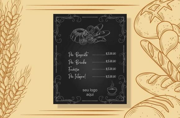 Arquivo digital Cardápio pães e bolos. (VOCÊ MESMO EDITA)