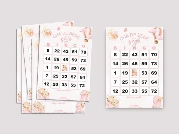 Arquivo Digital Cartelas Bingo Chá de Bebê Menina