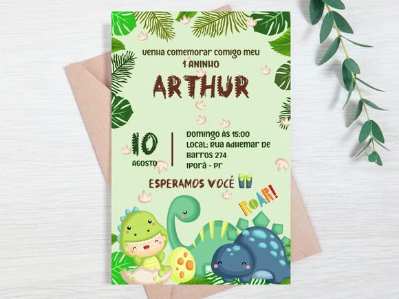 Arquivo Digital Convite Dino Cut Vc Mesmo Edita