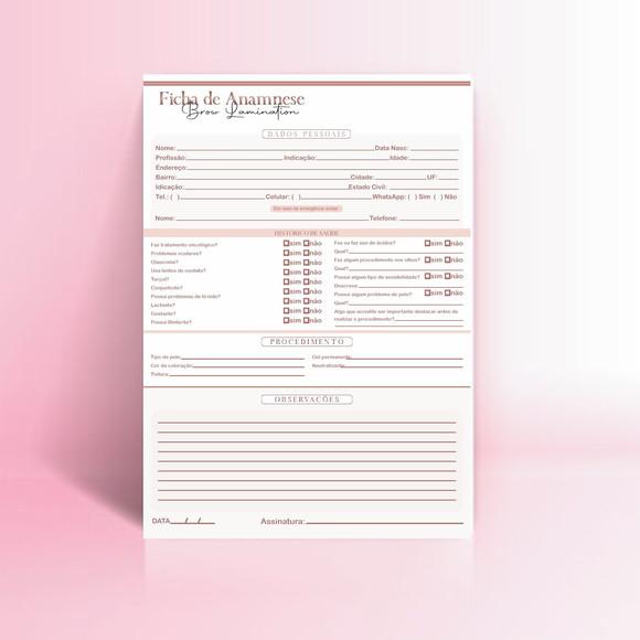 Arquivo Digital Ficha de Anamnese Brow Lamination + Termo D