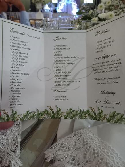 Arquivo Digital Menu Casamento Folhas Verdes (você Edita(
