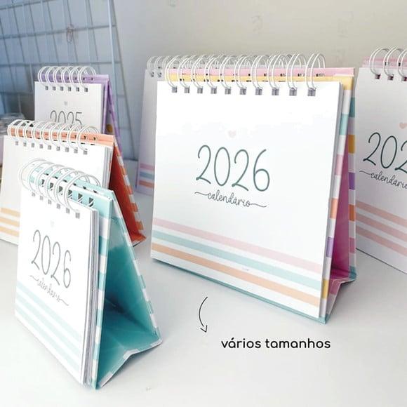 Kit Arquivo Digital Calendários de Mesa Coloridos 2026