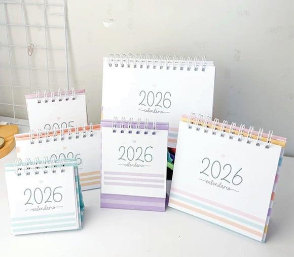Kit Arquivo Digital Calendários de Mesa Coloridos 2026