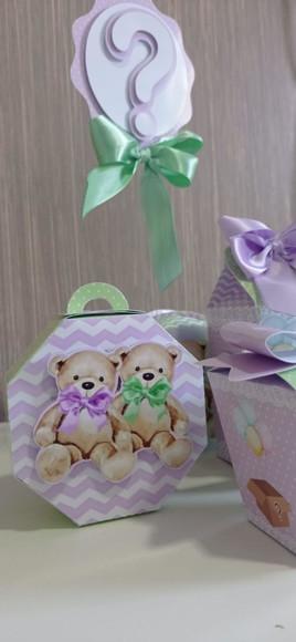 Kit Digital Chá Revelação Ursinhos Verde Lilas