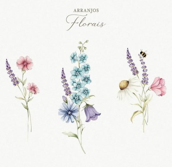 Kit Digital Flores do Campo Png
