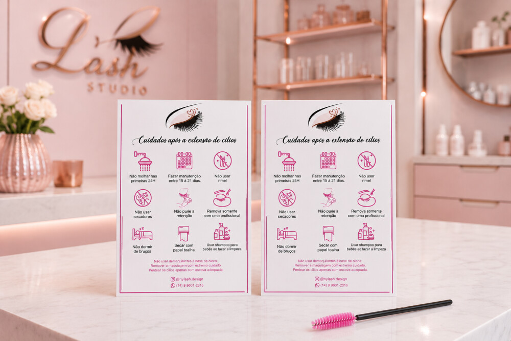 Arquivo Digital Cuidados com Extenção de Cílios - Lashe Design