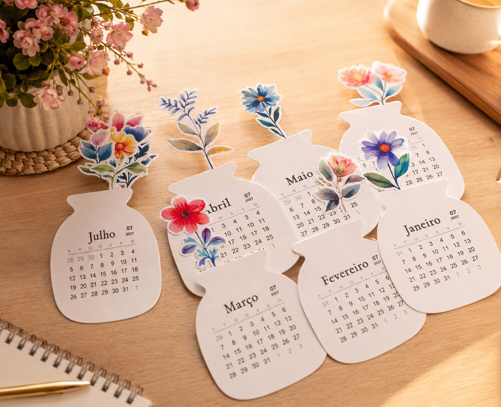 Arquivo Digital Mini Calendário Vasinhos de Flores 2027