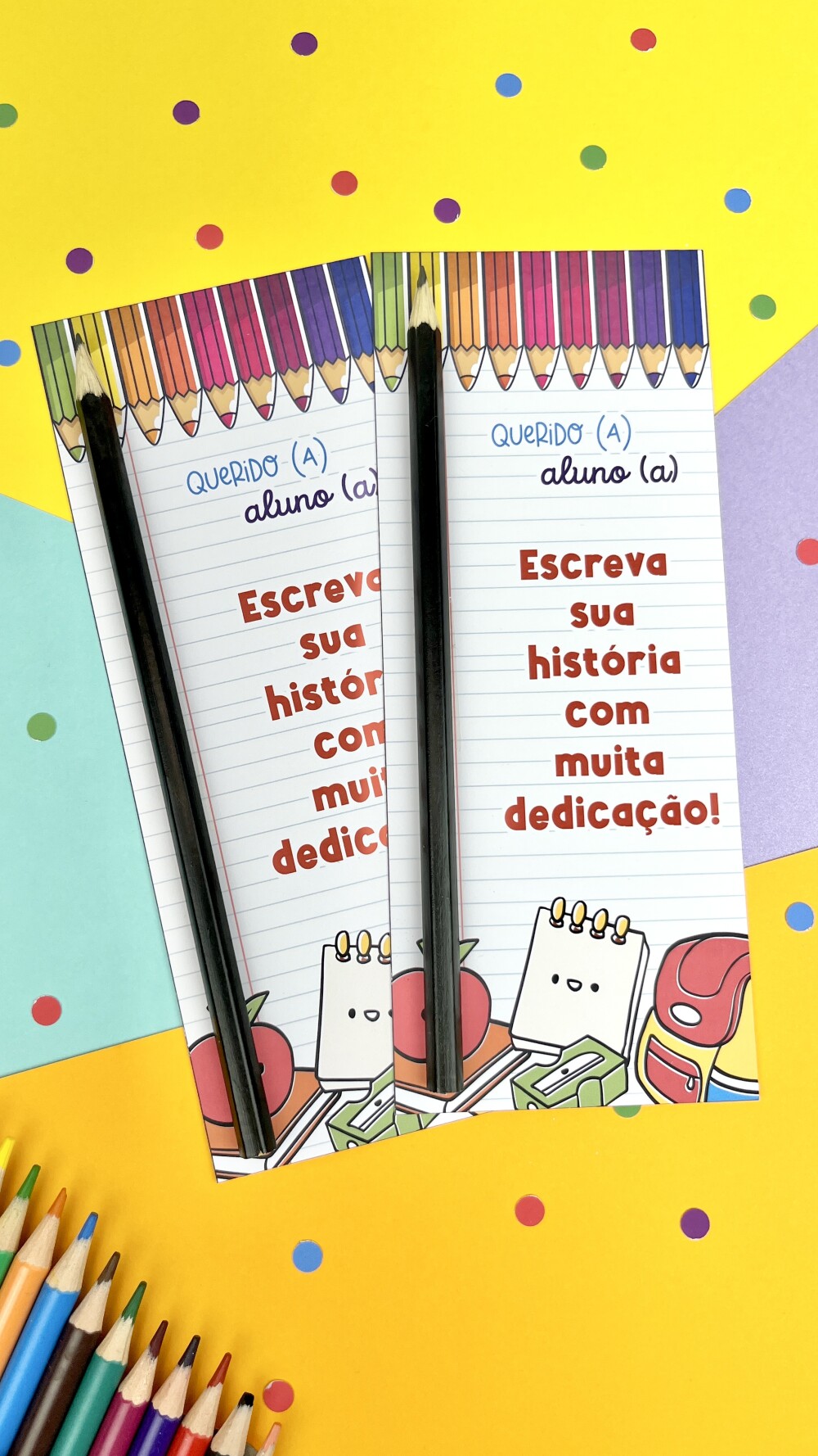 Arquivo  Digital Card Aluno - Lápis -Volta às Aulas