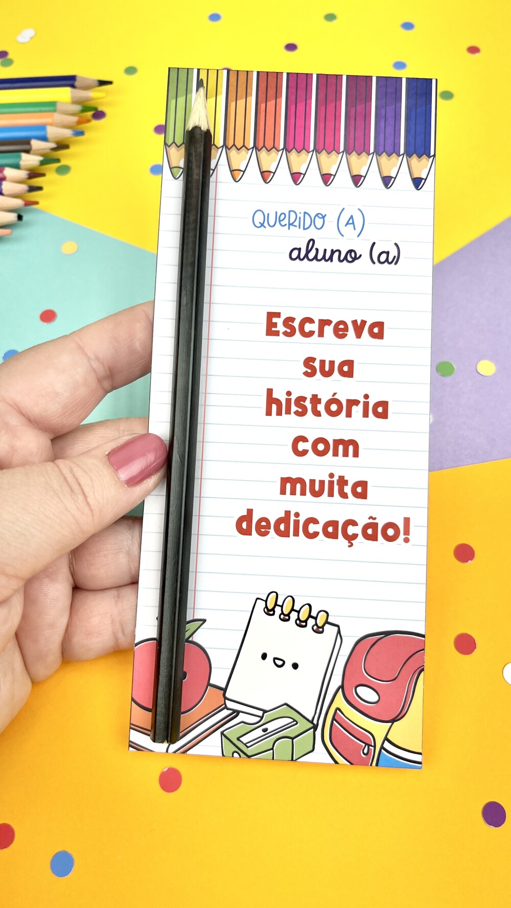 Arquivo  Digital Card Aluno - Lápis -Volta às Aulas