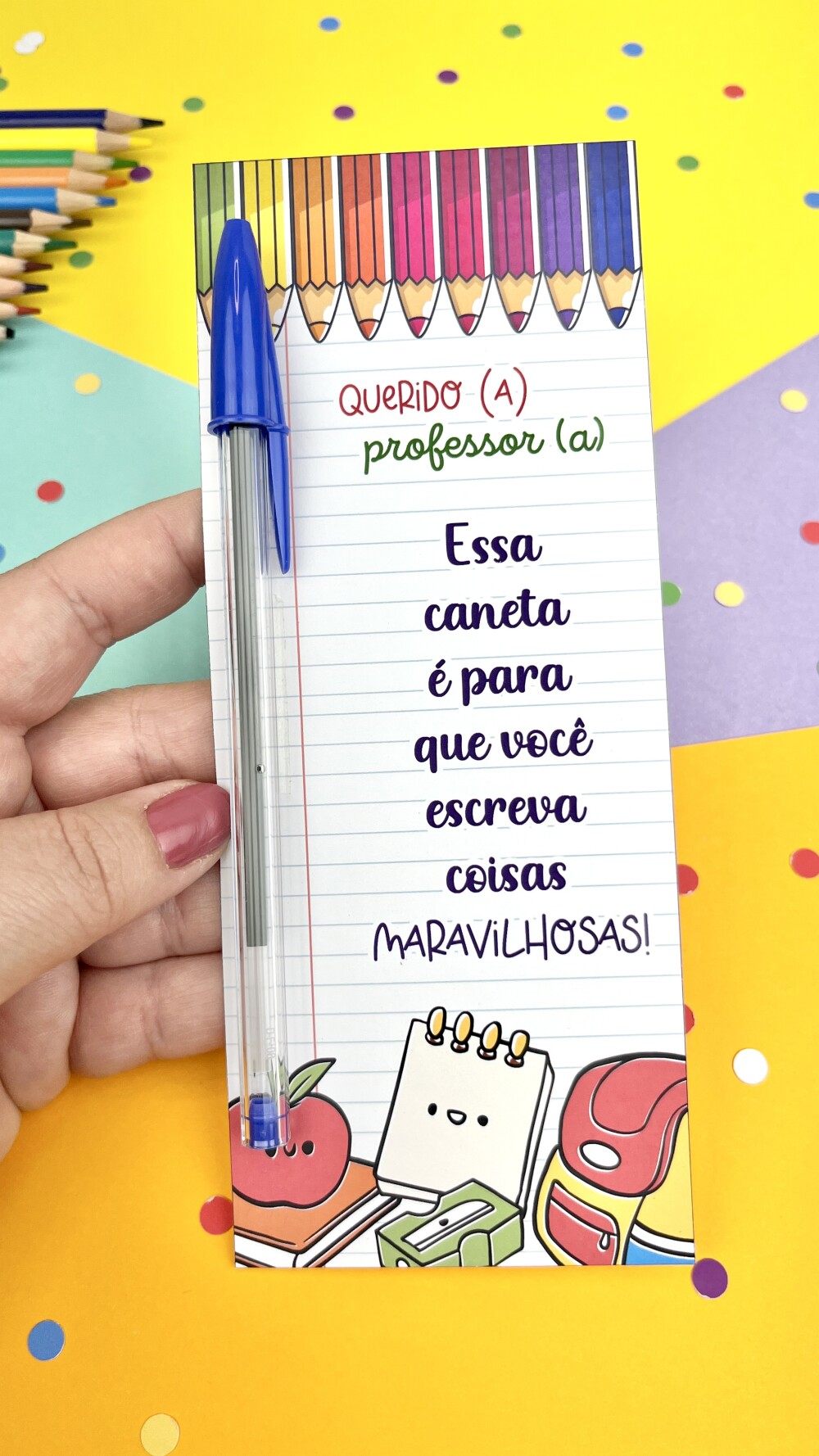 Arquivo  Digital Card Professor - Lápis -Volta às Aulas