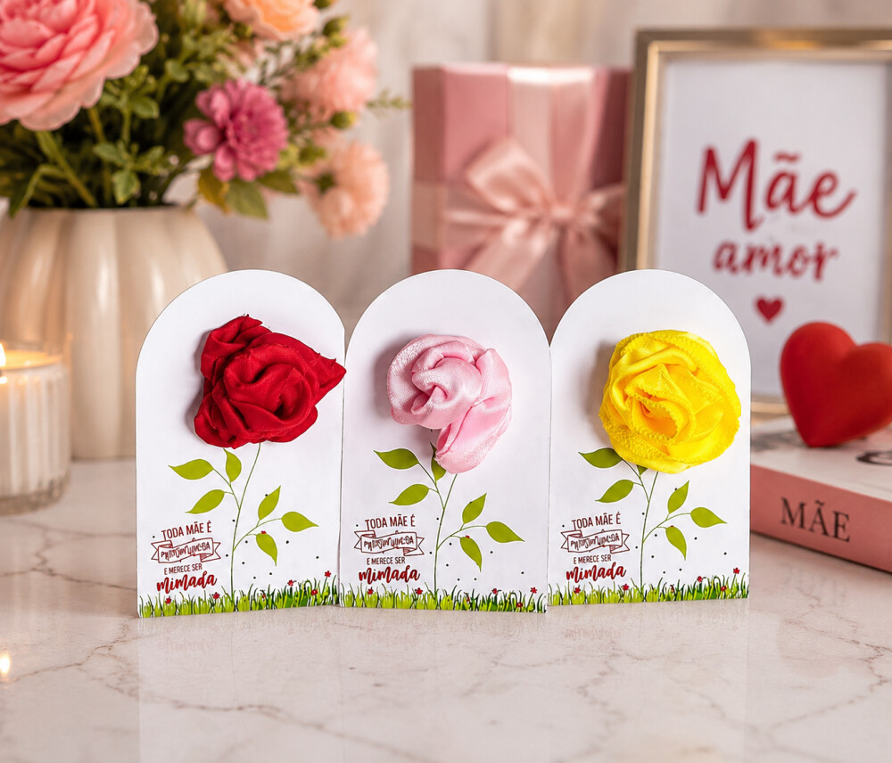 Arquivo Digital Card Porta Touca de Cetim Dia das Mães