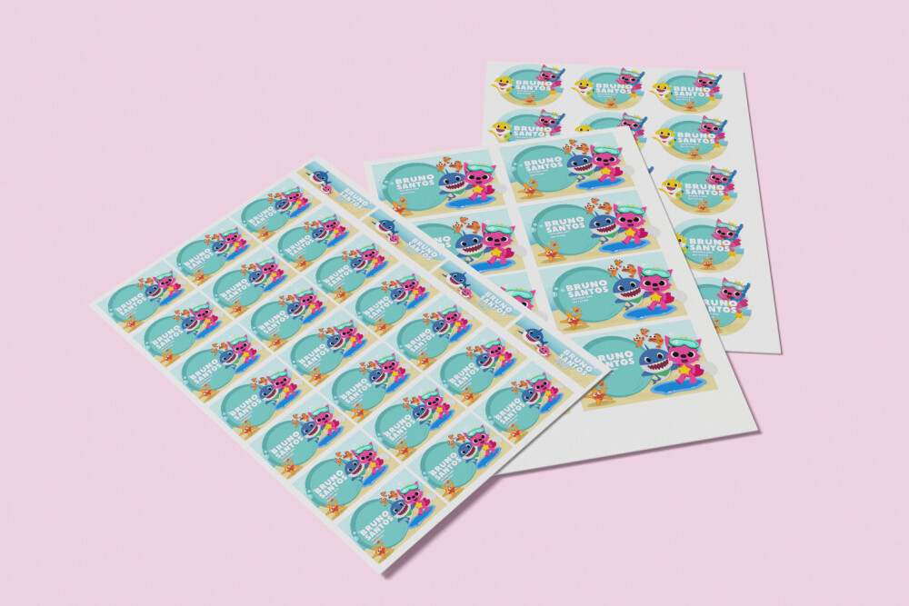 Arquivo Digital Etiquetas Escolares Baby Shark
