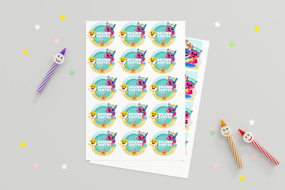 Arquivo Digital Etiquetas Escolares Baby Shark