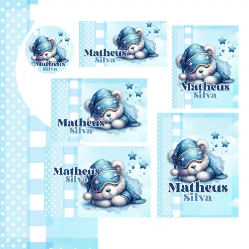 Arquivo Digital Etiquetas Escolares Ursinho Azul