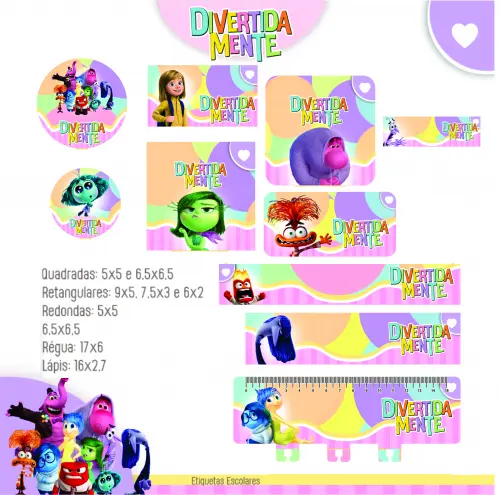 Kit Digital Etiquetas Escolares  Divertidamente Colorido