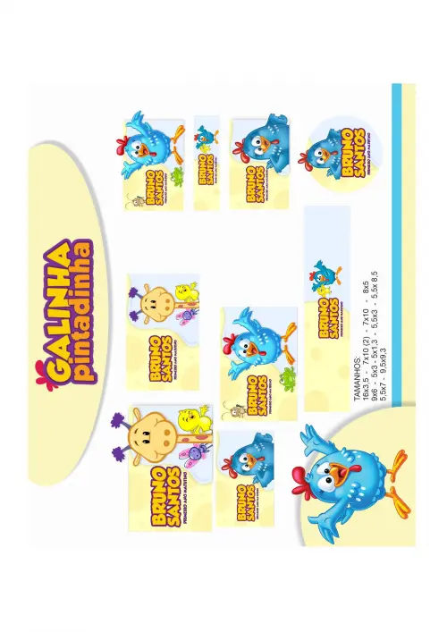 Arquivo Digital Etiquetas Escolares GALINHA PINTADINHA AZUL