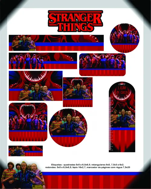Arquivo Digital Etiquetas Escolares STRANGER THINGS