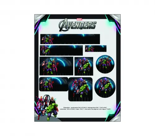 Arquivo Digital Etiquetas Escolares AVENGERS VINGADORES