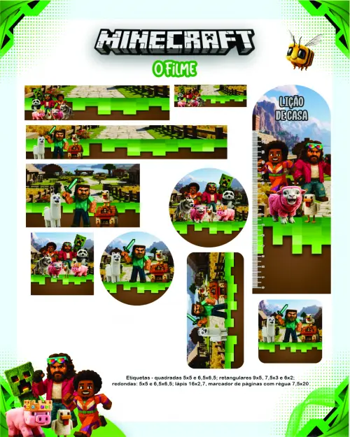 Arquivo Digital Etiquetas Escolares MINECRAFT