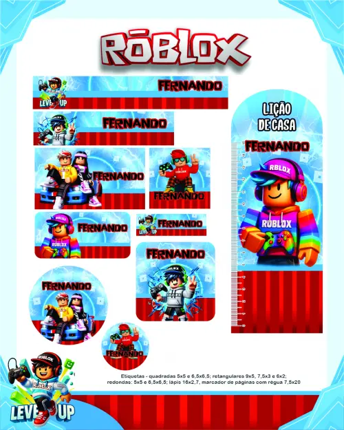 Arquivo Digital Etiquetas Escolares RÓBLOX