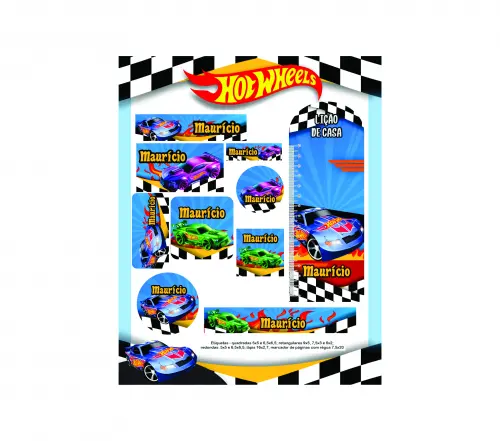 Arquivo Digital Etiquetas Escolares HOTWEELS