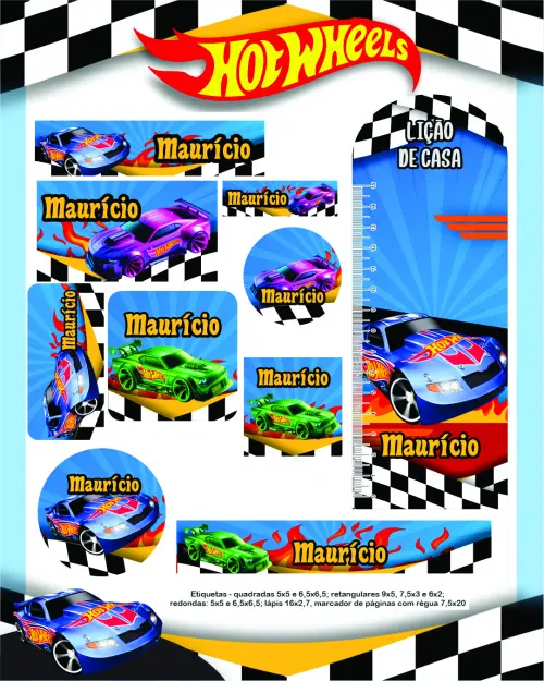 Arquivo Digital Etiquetas Escolares HOTWEELS