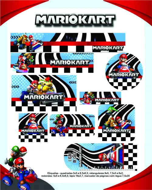 Arquivo Digital Etiquetas Escolares Mario Kart