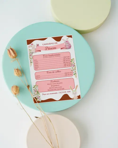 Arquivo digital cardápio de páscoa (editável canva) -