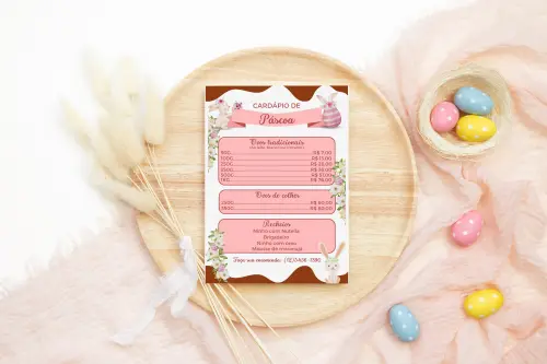 Arquivo digital cardápio de páscoa (editável canva) -