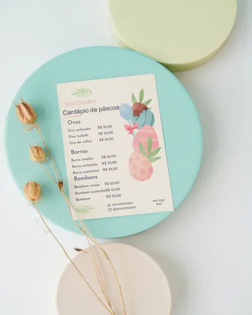 Arquivo digital cardápio de páscoa (editável canva)