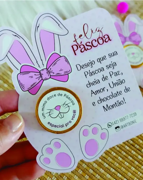 Arquivo Digital Card Colelho Rosa Mimos de Páscoa