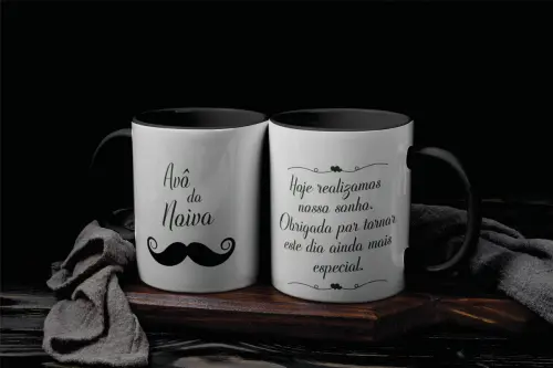 Kit Digital Artes Canecas Pai, Mãe e Avós Floral Verde