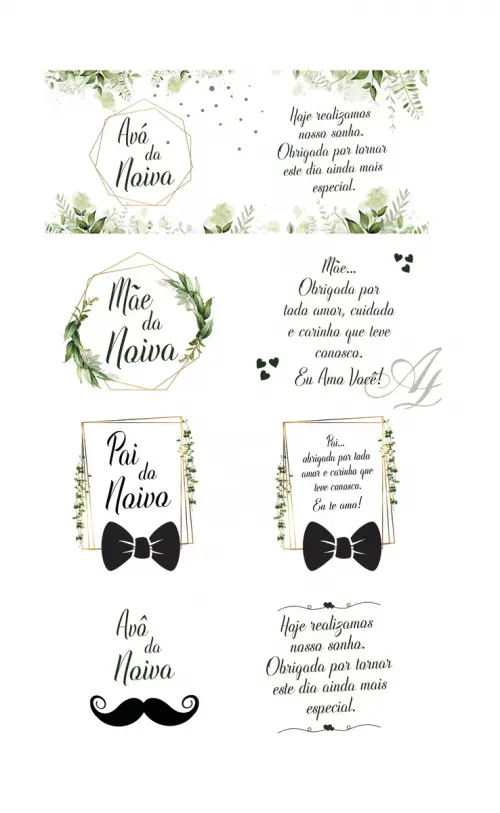 Kit Digital Artes Canecas Pai, Mãe e Avós Floral Verde