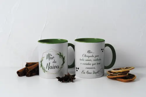 Kit Digital Artes Canecas Pai, Mãe e Avós Floral Verde
