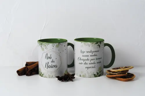 Kit Digital Artes Canecas Pai, Mãe e Avós Floral Verde