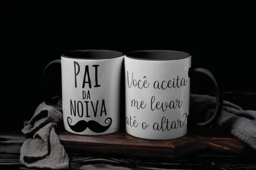 Kit Digital Artes Canecas Pai, Madrinha e Padrinho