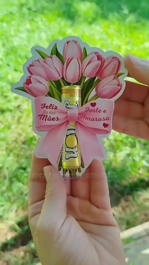 Arquivo Digital Porta Batom Buquê de Flores Dia Das Mães