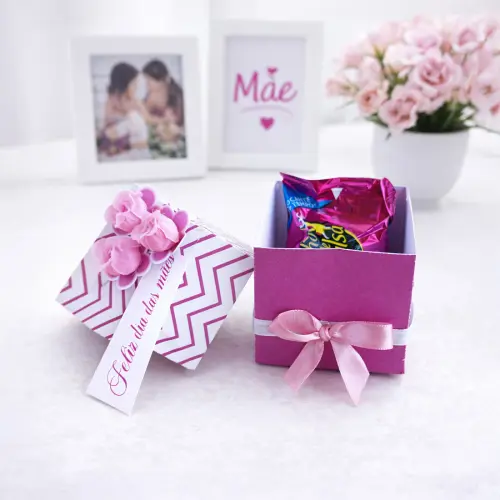 Kit Arquivo Digital Caixinha  Rosa Porta Bombons Dia das Mães