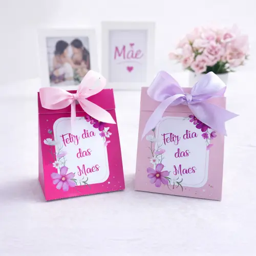 Kit Arquivo Digital Caixinha  Rosa Porta Bombons Dia das Mães