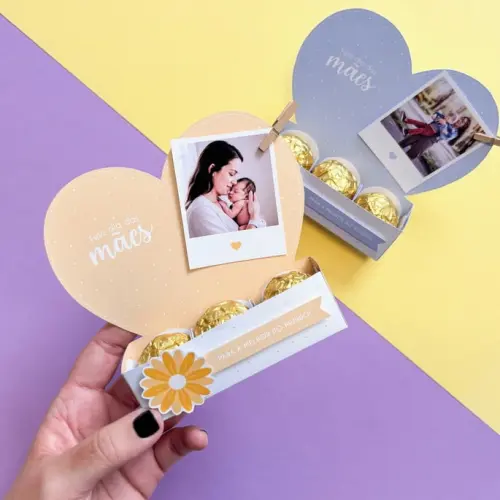 Arquivo Kit Digital Coração 3 Doces Dia das Mães