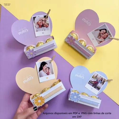 Arquivo Kit Digital Coração 3 Doces Dia das Mães