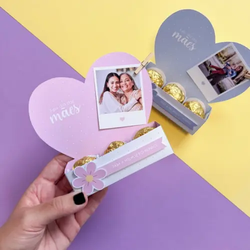 Arquivo Kit Digital Coração 3 Doces Dia das Mães
