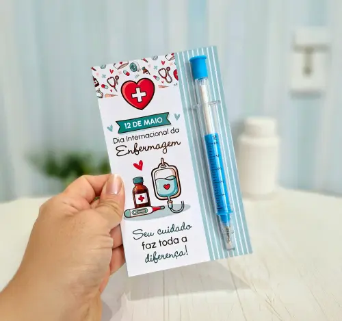 Arquivo Digital card caneta Bic ou seringa  dia da enfermagem