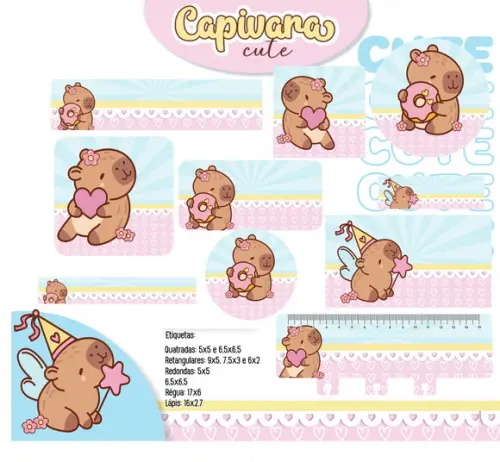 Arquivo Digital Etiquetas Escolares Capivara Cut