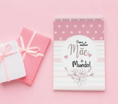 Kit Arquivo Digital Capa Bloco de Notas Dia das Mães (6 Arte