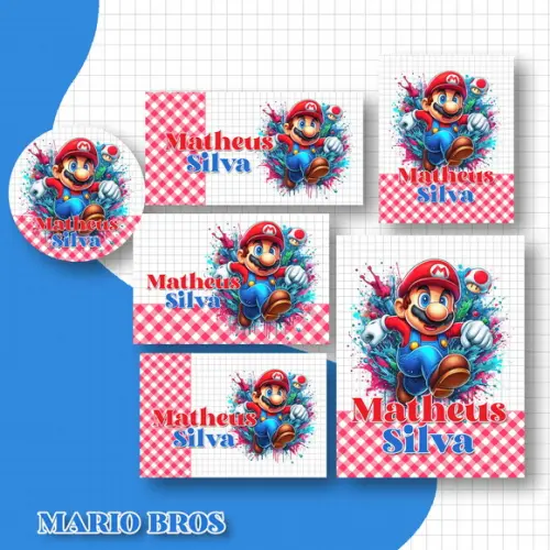 Arquivo Digital Kit Etiquetas Escolares Súper Mário Bros