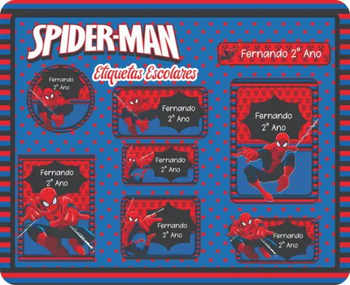 Arquivo Digital Kit Etiquetas Escolares Homem Aranha