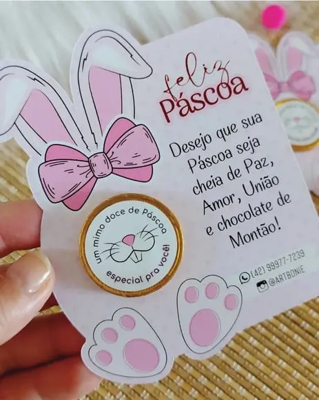 Arquivo Digital Card Colelho Rosa Mimos de Páscoa