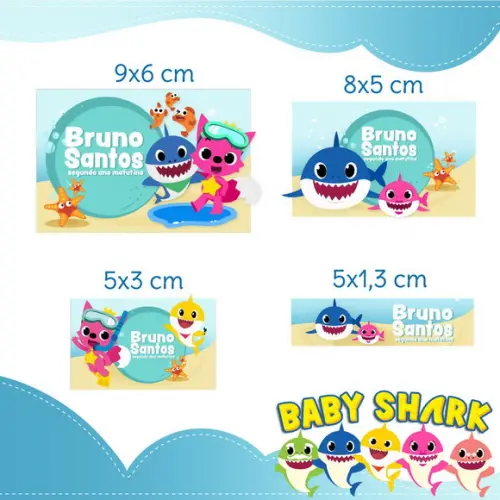 Arquivo Digital Etiquetas Escolares Baby Shark